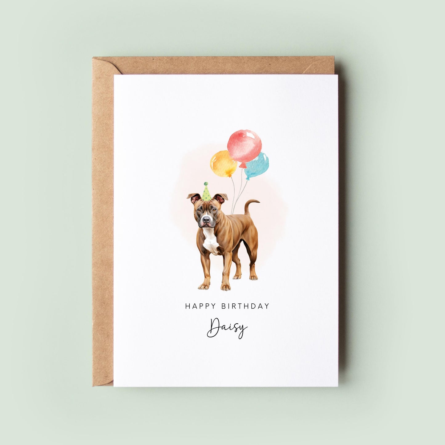 Staffordshire Bull Terrier, Birthday Card from the Dog, Birthday Card for Dog Dad, Birthday Card for Dog Mum, Pet Card, From the Dog