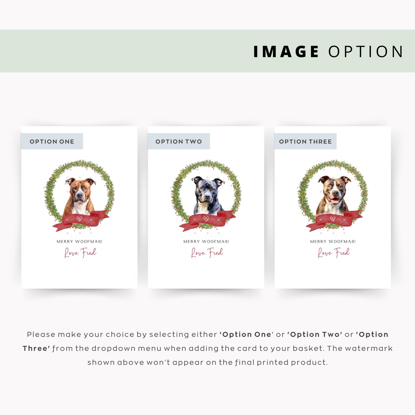 Staffordshire Bull Terrier Personalised Dog Christmas Card