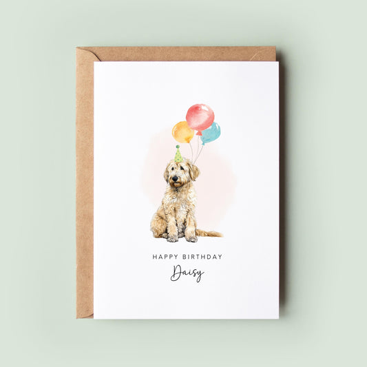 Golden Doodle Dog Birthday Card from the Pet Dog for Dog Dad or Dog Mum