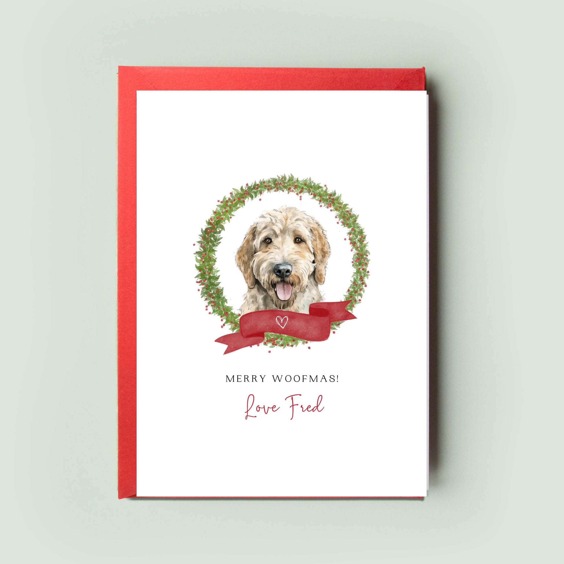 Goldendoodle Christmas Card from the Dog, Christmas Card for Dog Dad, Christmas Card for Dog Mum, Pet Card, From the Dog, Festive Pet Card