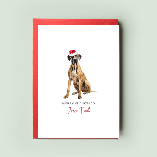 Great Dane Christmas Card, Heartwarming Greetings from the Dog, Dog Dad & Mum, Special Pet Card, Celebrate the Season with Your Gentle Giant