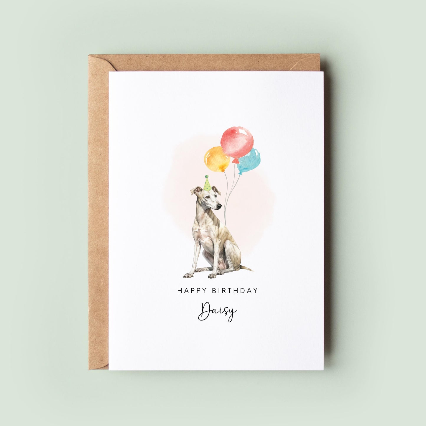 Whippet Dog Birthday Greeting Card From/For The Dog