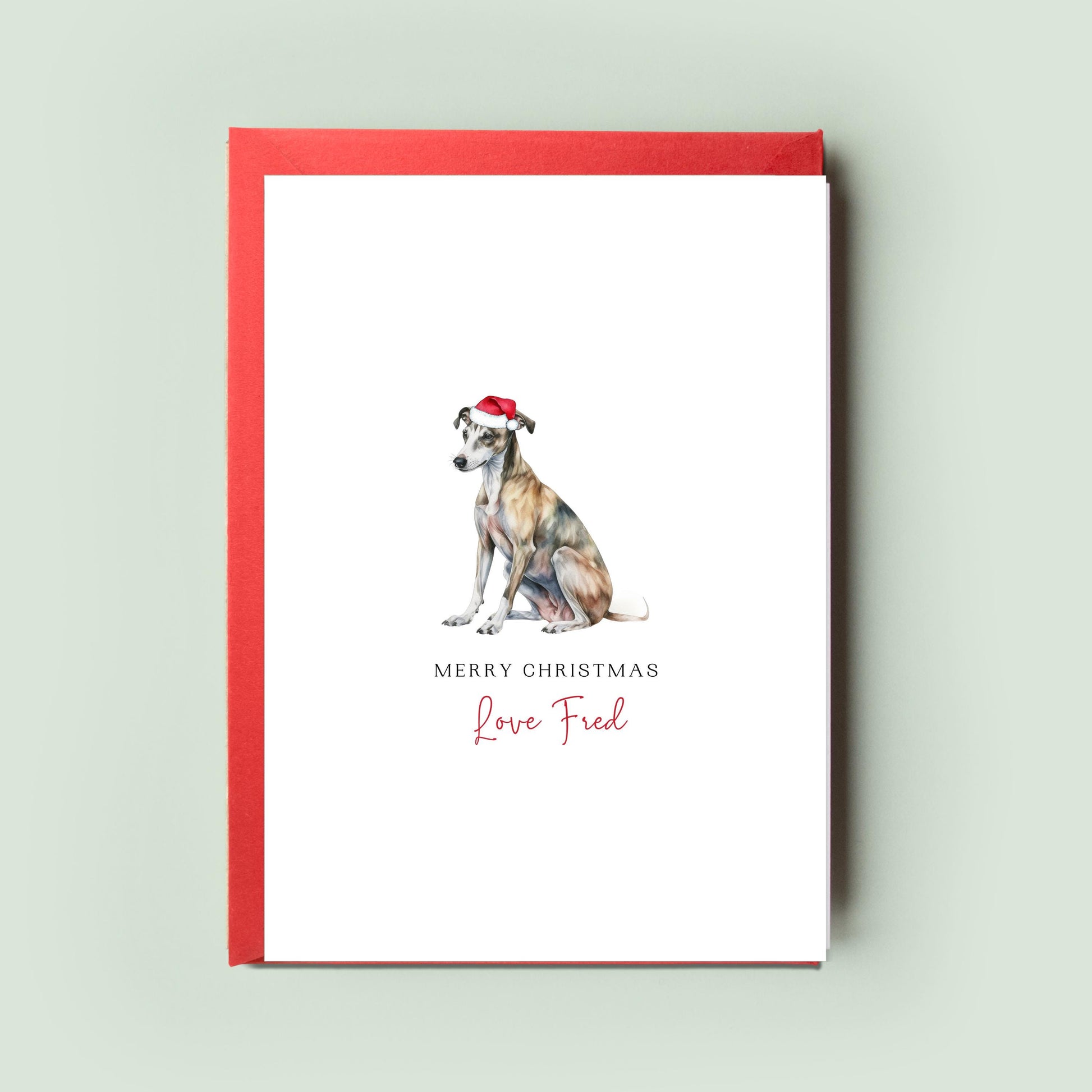 Whippet Christmas Card from the Dog