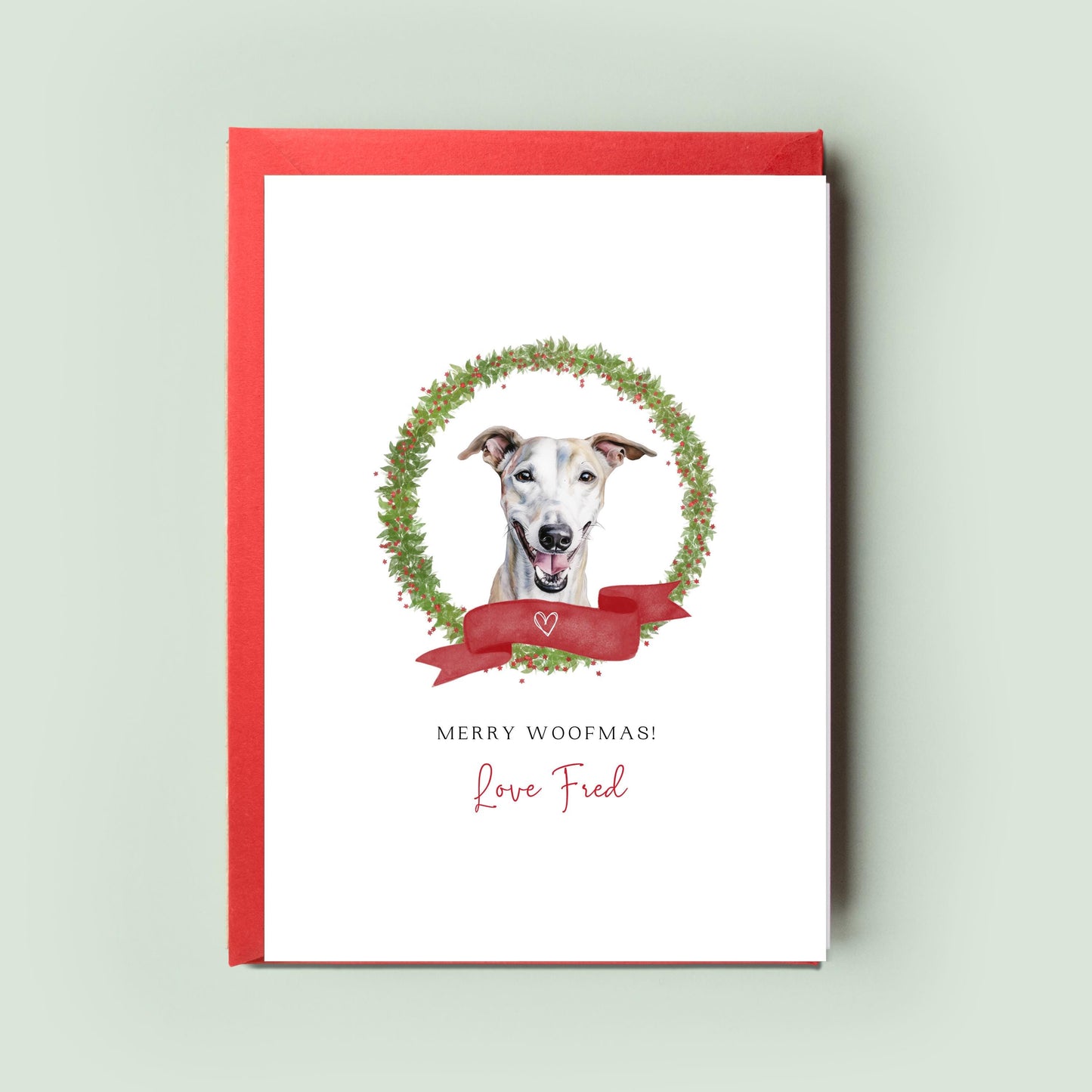 Whippet Dog Christmas Card from the Dog, Christmas Card for Dog Dad, Christmas Card for Dog Mum, Pet Card, From the Dog, To the Dog