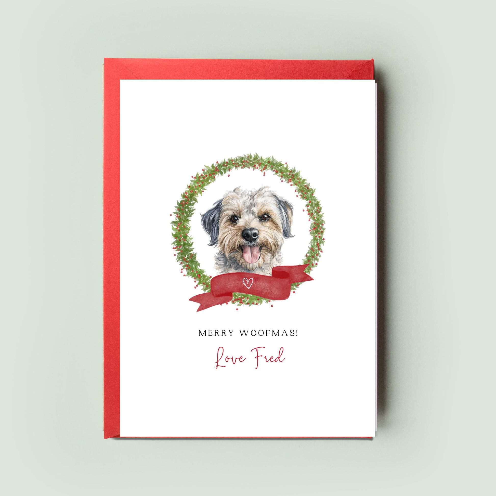 Yorkipoo Dog Christmas Card from the Dog, Christmas Card for Dog Dad, Christmas Card for Dog Mum, Pet Card, From the Dog, To the Dog