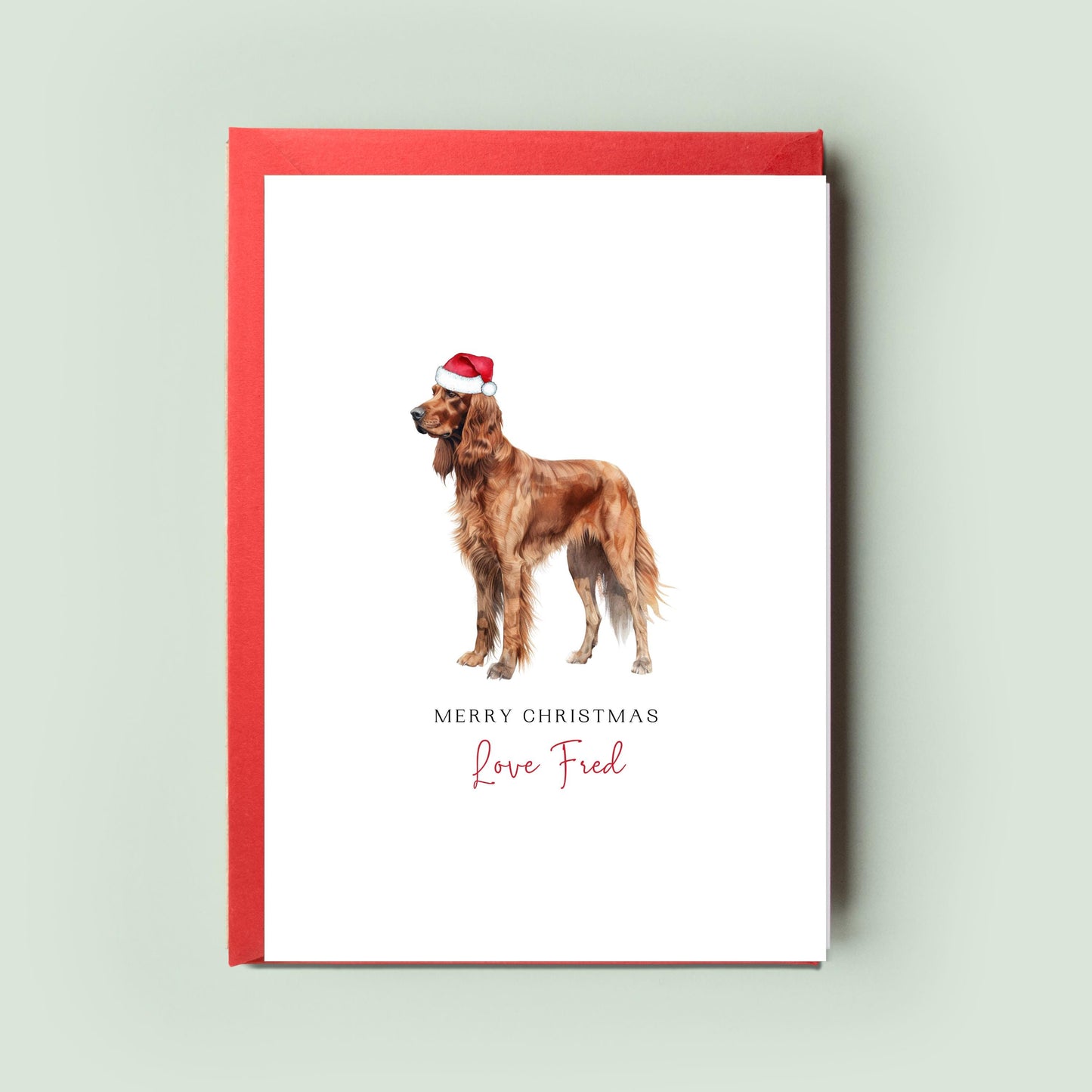 Irish Setter Personalised Dog Christmas Card, For the Dog, From the Dog, Pet Christmas Card, Dog Card, Dog Dad, Dog Mum, Merry Woofmas