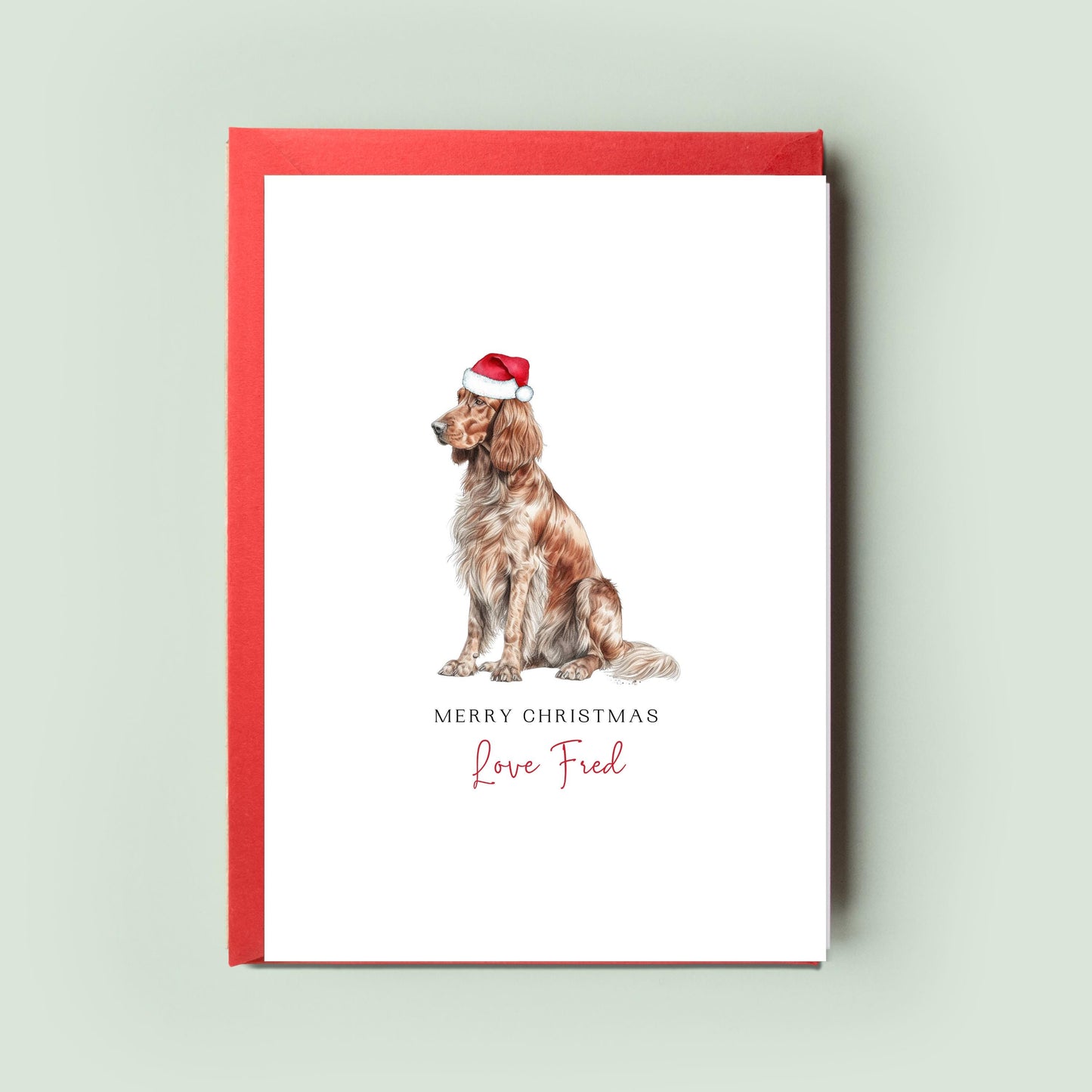 Irish Setter Personalised Dog Christmas Card, For the Dog, From the Dog, Pet Christmas Card, Dog Card, Dog Dad, Dog Mum, Merry Woofmas