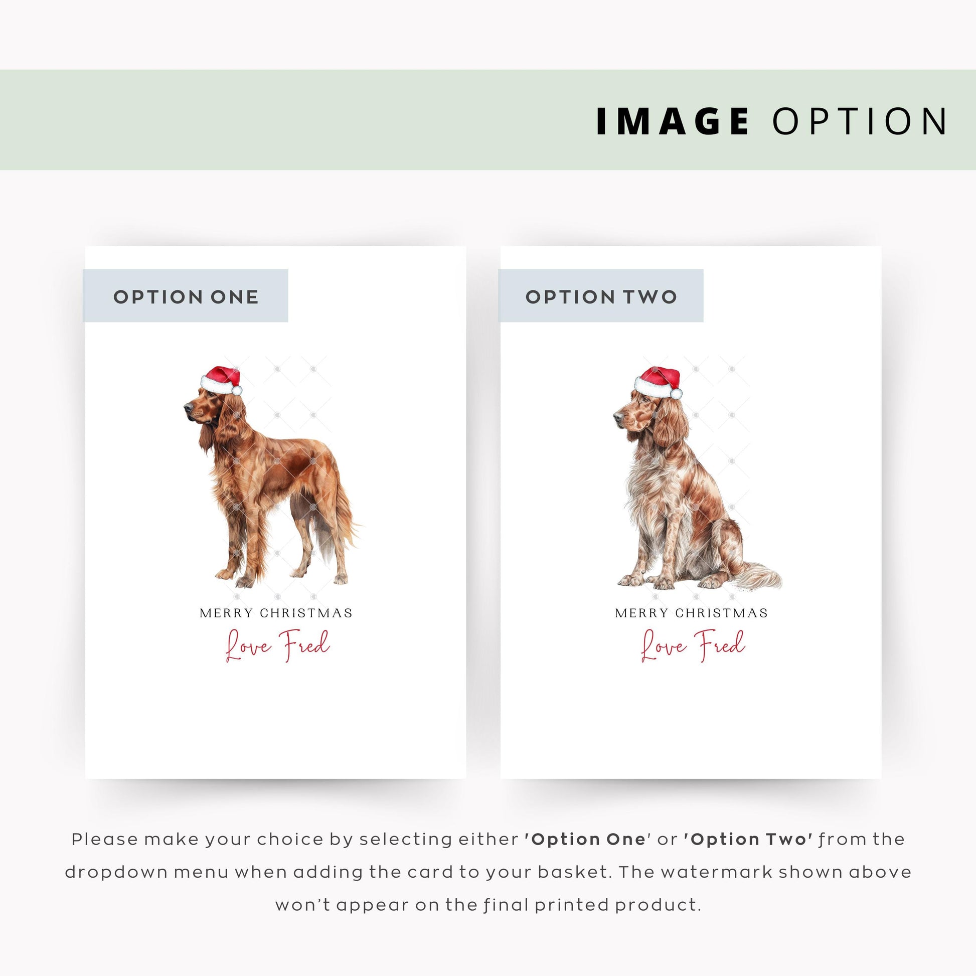 Irish Setter Personalised Dog Christmas Card, For the Dog, From the Dog, Pet Christmas Card, Dog Card, Dog Dad, Dog Mum, Merry Woofmas