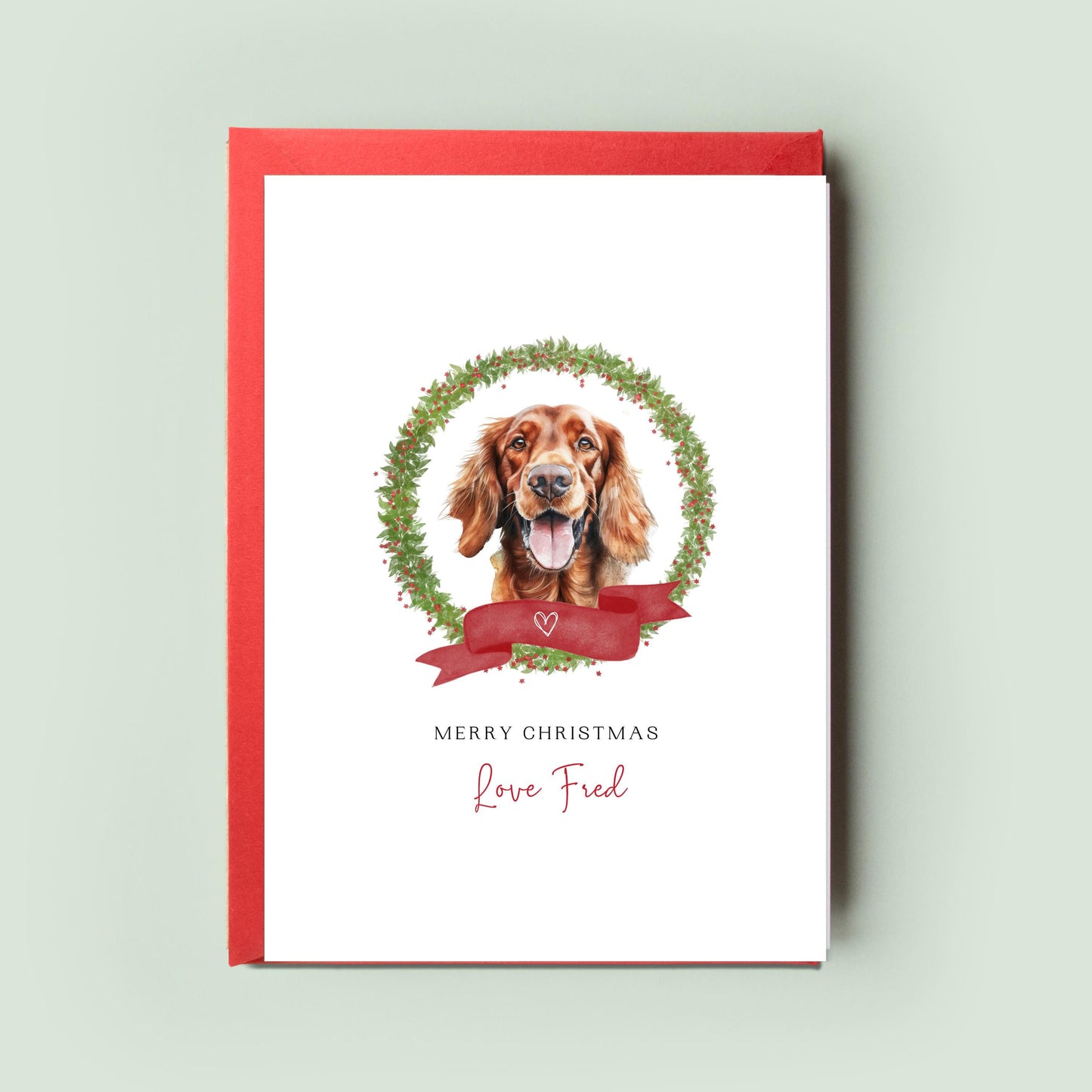 Irish Setter Personalised Dog Christmas Card, For the Dog, From the Dog, Pet Christmas Card, Dog Card, Dog Dad, Dog Mum, Merry Woofmas