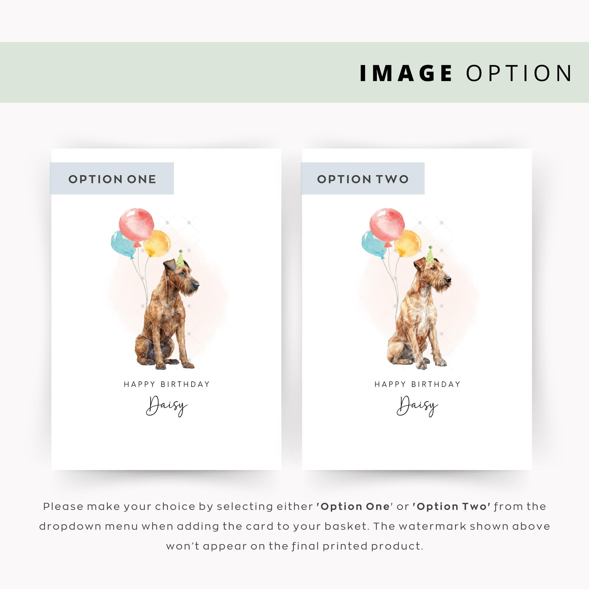 Irish Terrier Birthday Card from the Dog, Birthday Card for Dog Dad, Birthday Card for Dog Mum, Pet Card, From the Dog, Pet Illustration