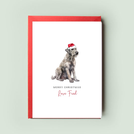 Irish Wolfhound Christmas Card - Special Message from the Dog to Dog Dad & Mum, Unique Pet Card for Dog Lovers, Christmas Card From the Dog