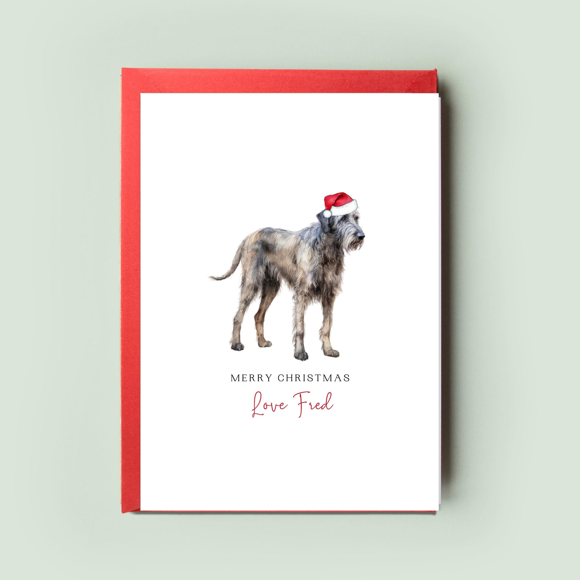 Irish Wolfhound Christmas Card - Special Message from the Dog to Dog Dad & Mum, Unique Pet Card for Dog Lovers, Christmas Card From the Dog