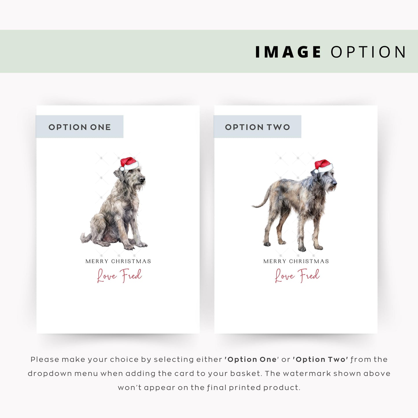 Irish Wolfhound Christmas Card - Special Message from the Dog to Dog Dad & Mum, Unique Pet Card for Dog Lovers, Christmas Card From the Dog