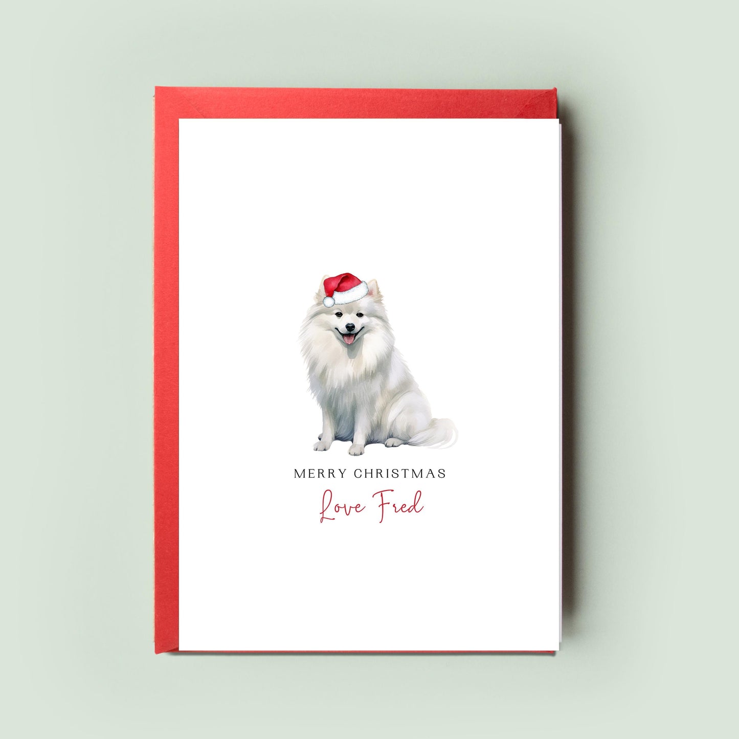 Japanese Spitz Personalised Dog Christmas Card, For the Dog, From the Dog, Pet Christmas Card, Dog Card, Dog Dad, Dog Mum, Merry Woofmas