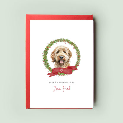 Labradoodle Personalised Dog Christmas Card