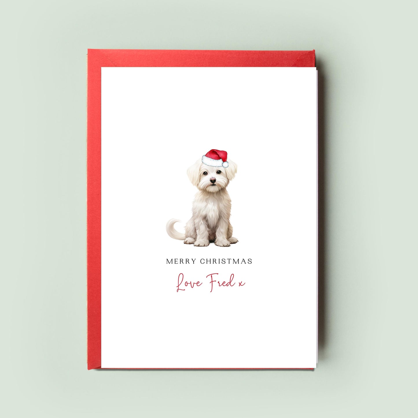 Maltese Personalised Dog Christmas Card, For the Dog, From the Dog, Pet Christmas Card, Dog Card, Dog Dad, Dog Mum, Merry Woofmas