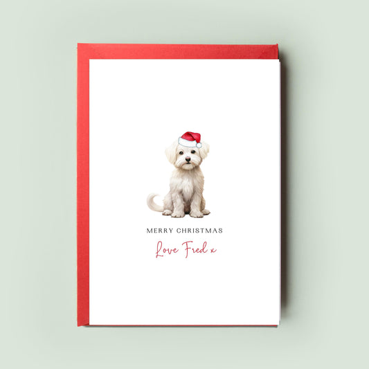 Maltese Personalised Dog Christmas Card, For the Dog, From the Dog, Pet Christmas Card, Dog Card, Dog Dad, Dog Mum, Merry Woofmas