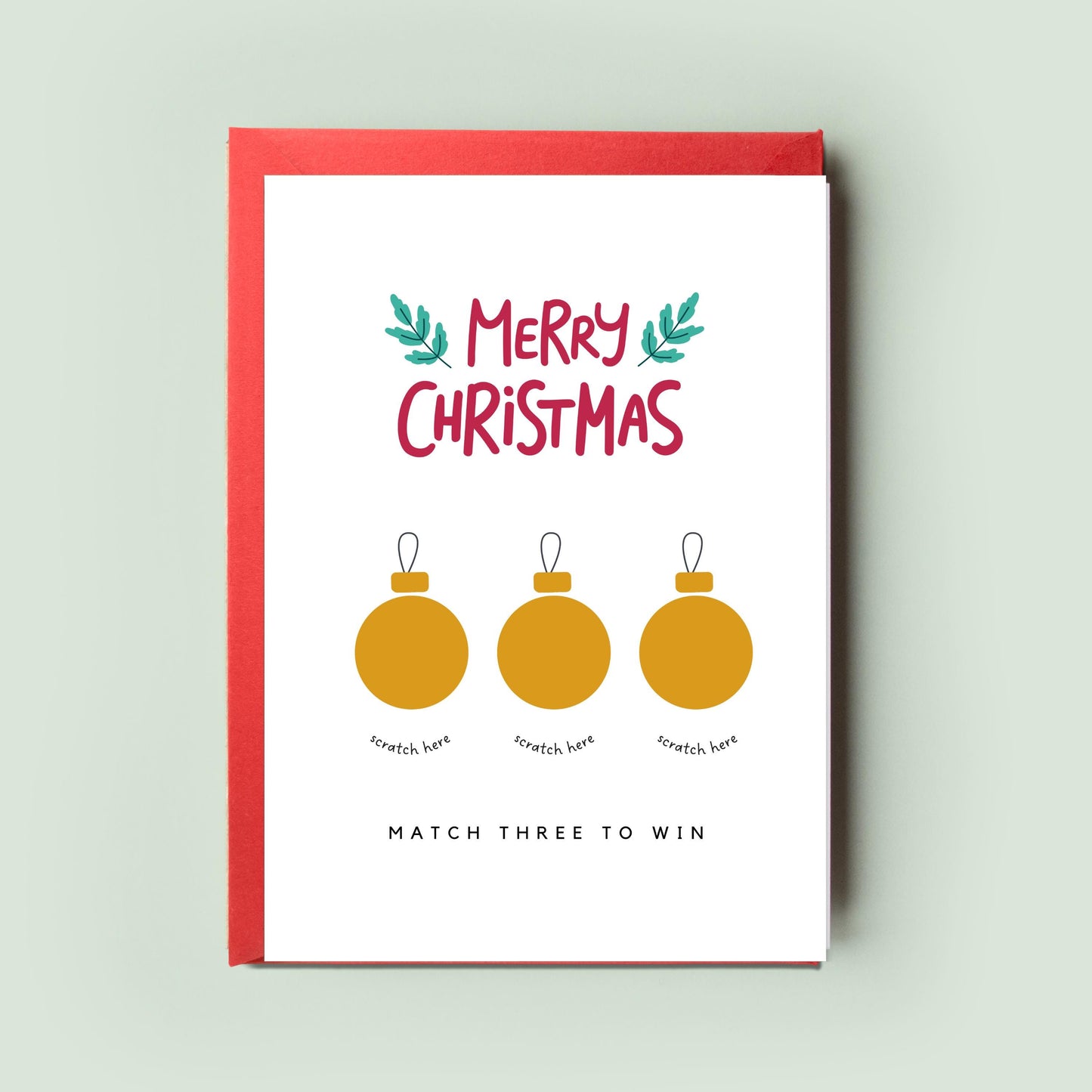 Match Baubles Scratch Reveal Christmas Card Personalised Scratch Card Gift, Surprise Xmas Card, Christmas Scratch Card, Christmas Gift Card