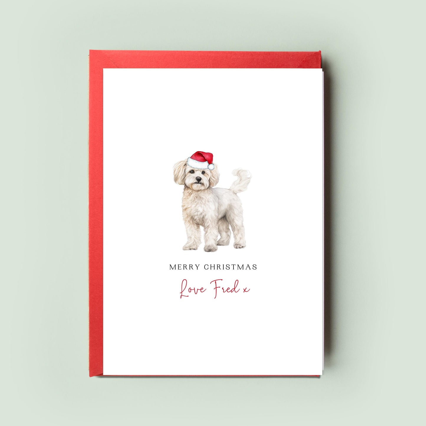 Maltipoo Dog Personalised Dog Christmas Card, For the Dog, From the Dog, Pet Christmas Card, Dog Card, Dog Dad, Dog Mum, Merry Woofmas