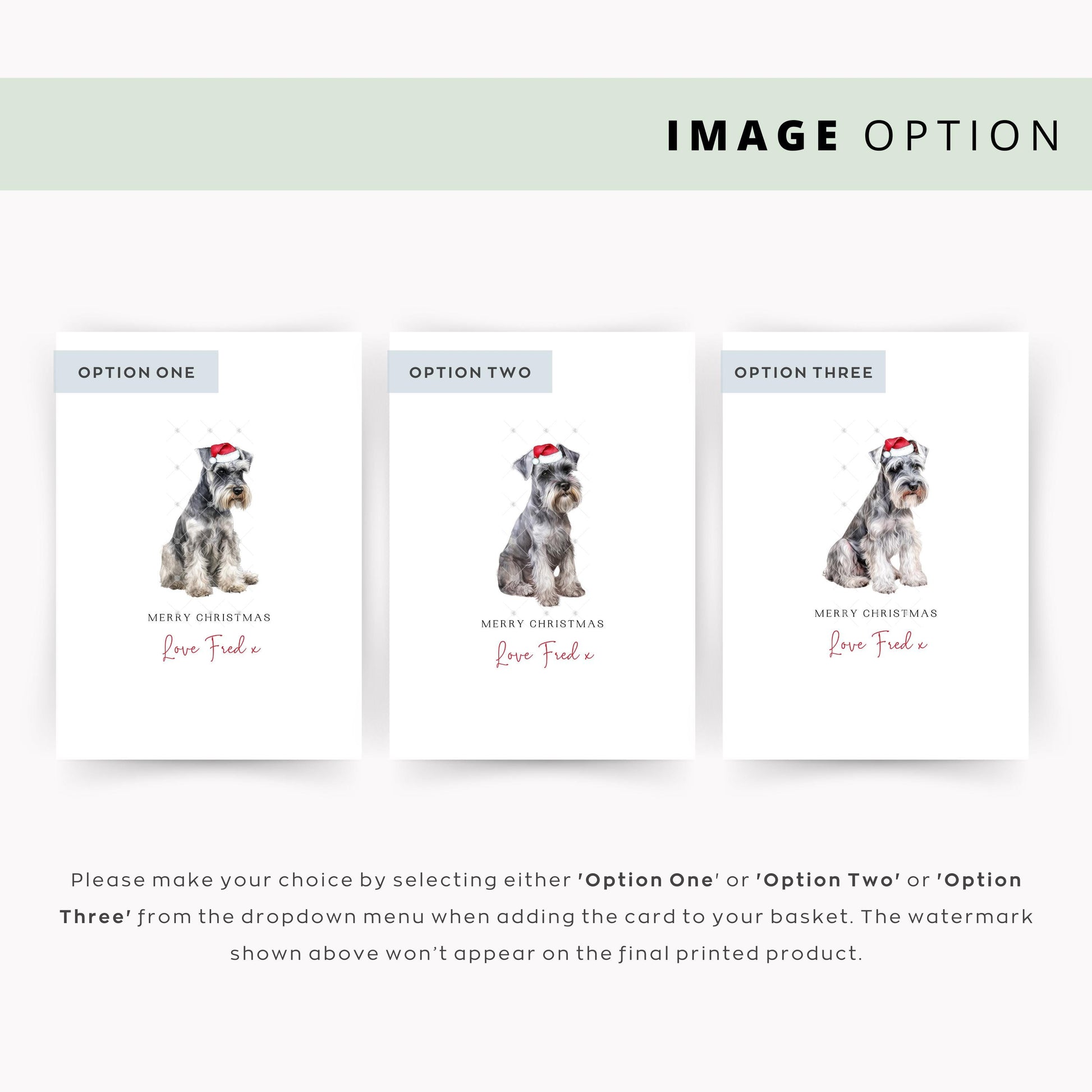 Miniature Schnauzer Personalised Dog Christmas Card, For the Dog, From the Dog, Pet Christmas Card, Dog Card, Dog Dad Card, Dog Mum Card