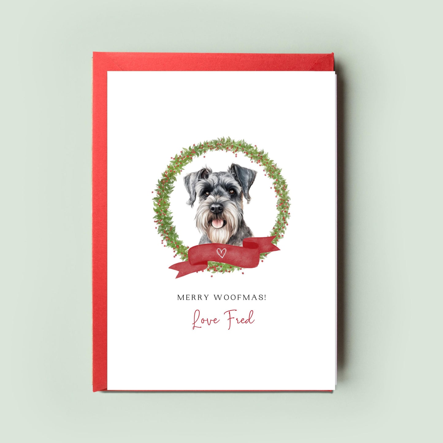 Miniature Schnauzer Personalised Dog Christmas Card, For the Dog, From the Dog, Pet Christmas Card, Dog Card, Dog Dad Card, Dog Mum Card