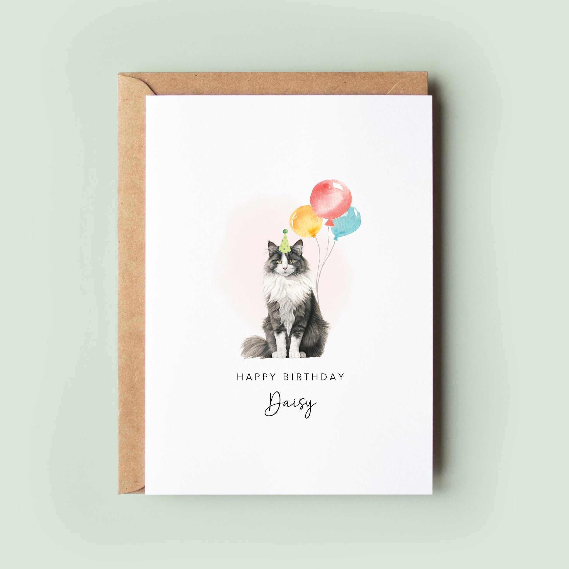 Norwegian Forest Cat Birthday Card - Ideal for Cat Parents - Adorable Pet Card from Kitty - Fun and Unique Pet Greeting Card