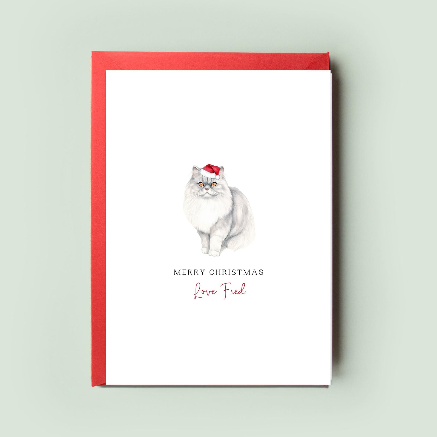 Persian Cat Christmas Card - Personalised Greeting from the Cat, Special Card for Cat Mum/Cat Dad, Pet Lovers Gift, Purrfect Xmas Card