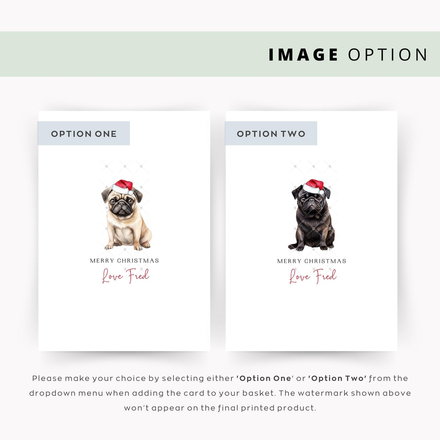 Pug Dog Christmas Card from the Dog, Christmas Card for Dog Dad, Christmas Card for Dog Mum, Pet Card, From the Dog, To the Dog