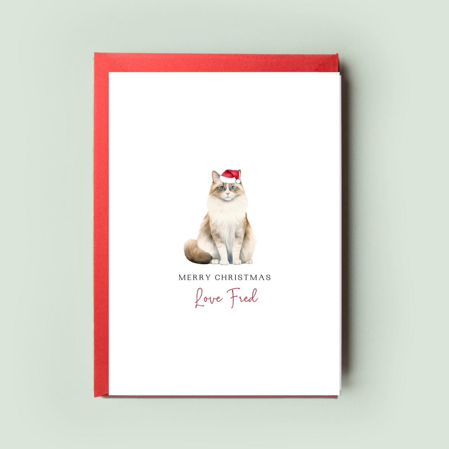 Ragdoll Cat Christmas Card from the Cat, Christmas Card for Cat Dad, Christmas Card for Cat Mum, Pet Card, From the Cat, To the Cat Card