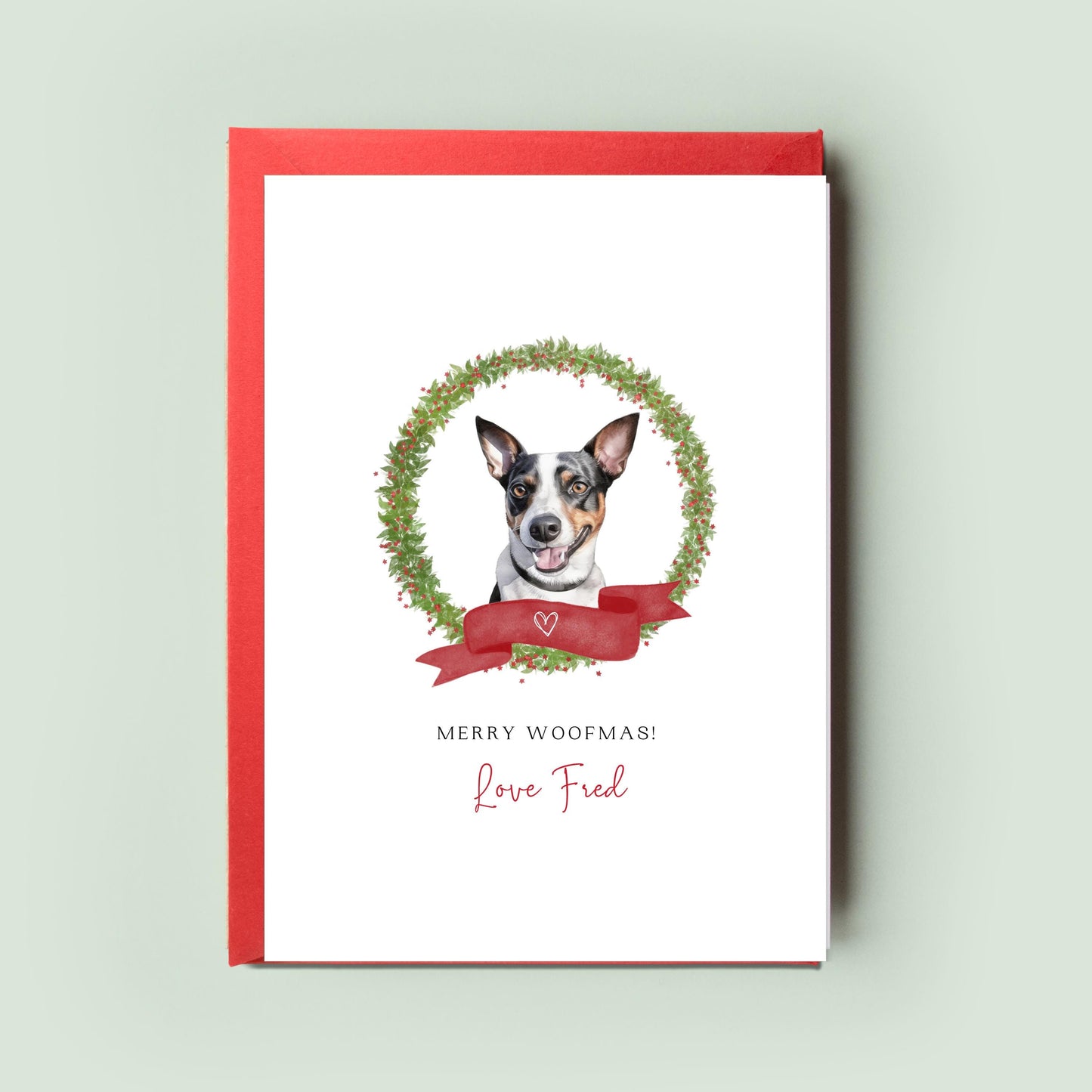 Rat Terrier Personalised Dog Christmas Card