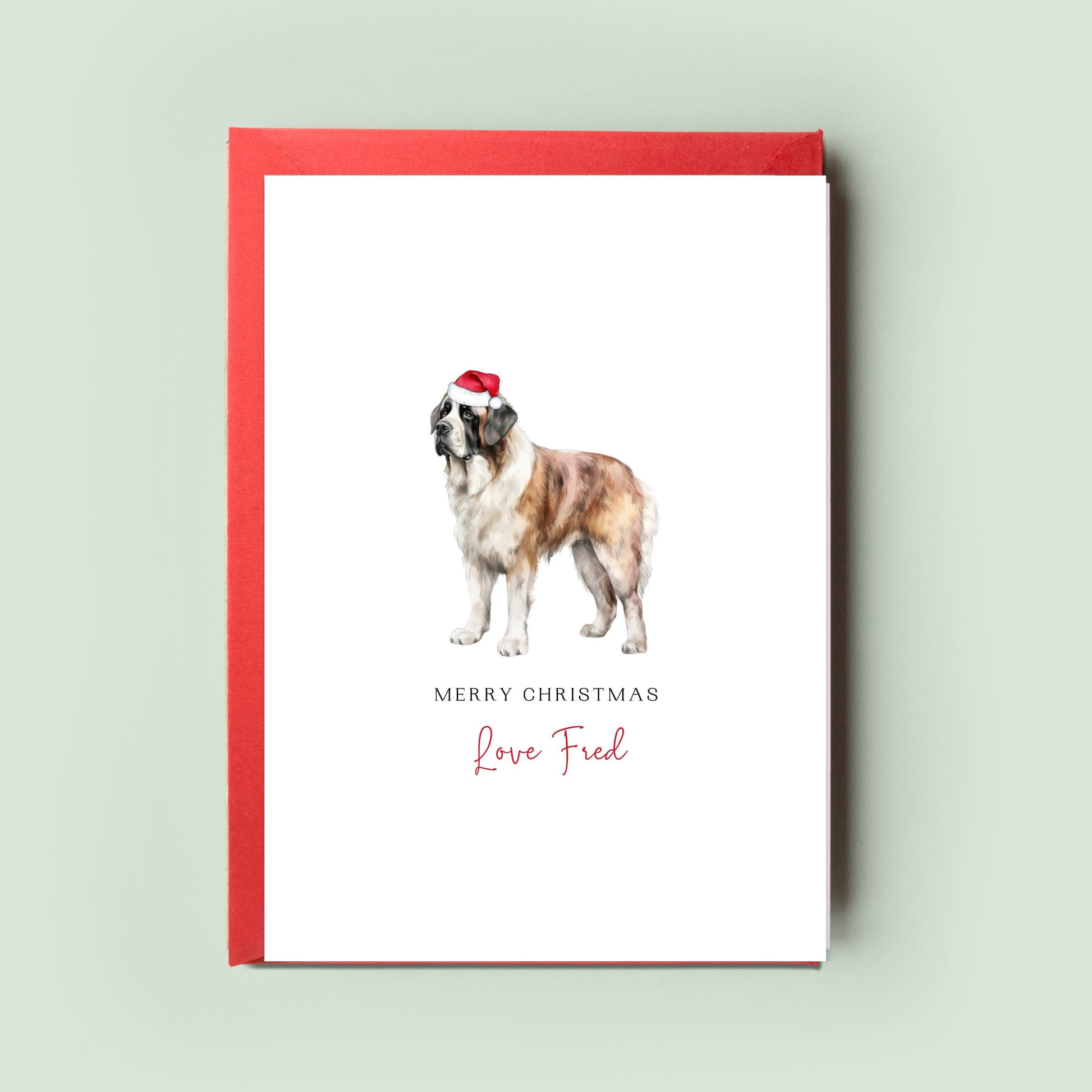 Saint Bernard Personalised Dog Christmas Card, For the Dog, From the Dog, Pet Christmas Card, Dog Card, Dog Dad, Dog Mum, Merry Woofmas