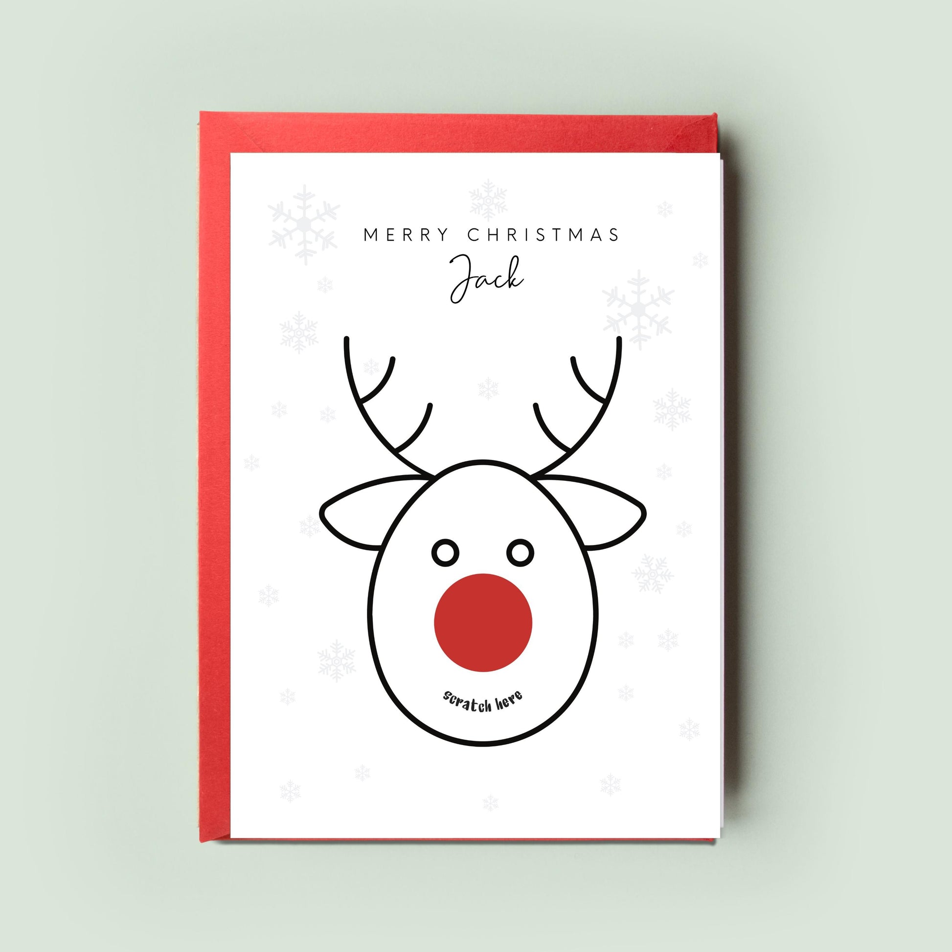 Scratch & Reveal Rudolph Christmas Card, Personalised Scratch Card Gift, Surprise Xmas Card, Christmas Scratch Card, Christmas Gift Card