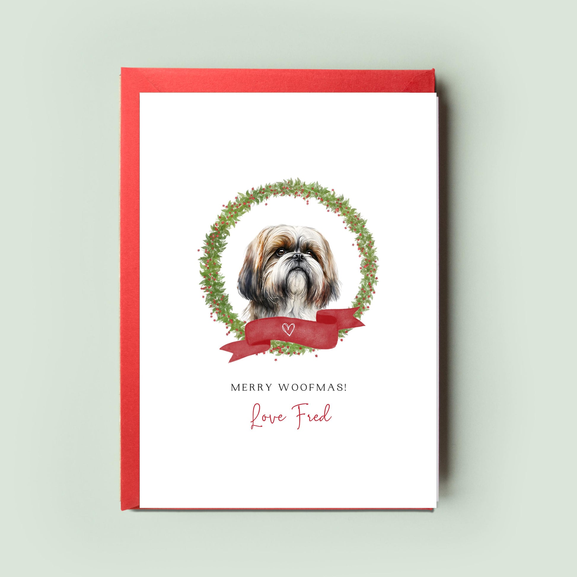 Shih Tzu Personalised Dog Christmas Card For the Dog