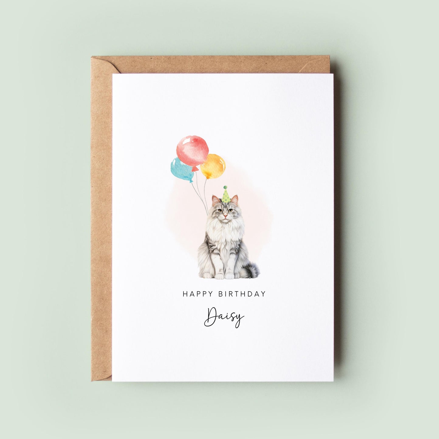 Siberian Pet Cat Birthday Greeting Card From/For The Cat