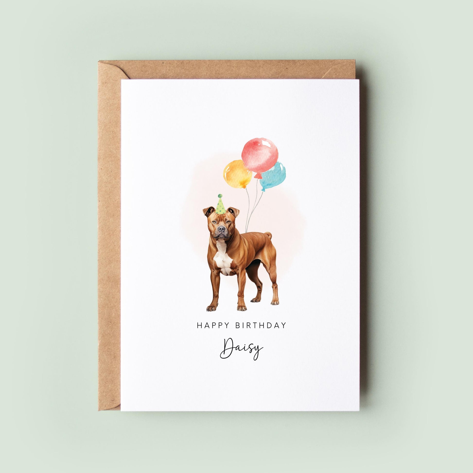 Staffordshire Bull Terrier, Birthday Card from the Dog, Birthday Card for Dog Dad, Birthday Card for Dog Mum, Pet Card, From the Dog