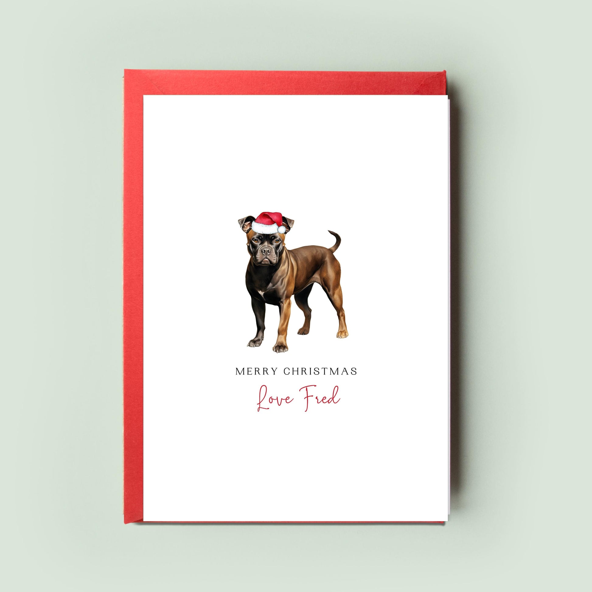 Staffordshire Bull Terrier Pet Christmas Card