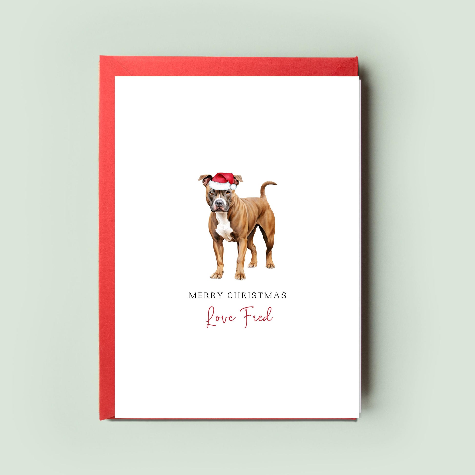 Staffordshire Bull Terrier Pet Christmas Card