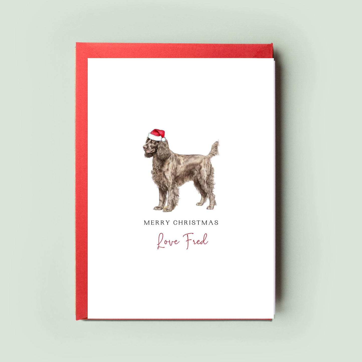 Water Spaniel Personalised Dog Christmas Card, For the Dog, From the Dog, Pet Christmas Card, Dog Card, Dog Dad, Dog Mum, Merry Woofmas