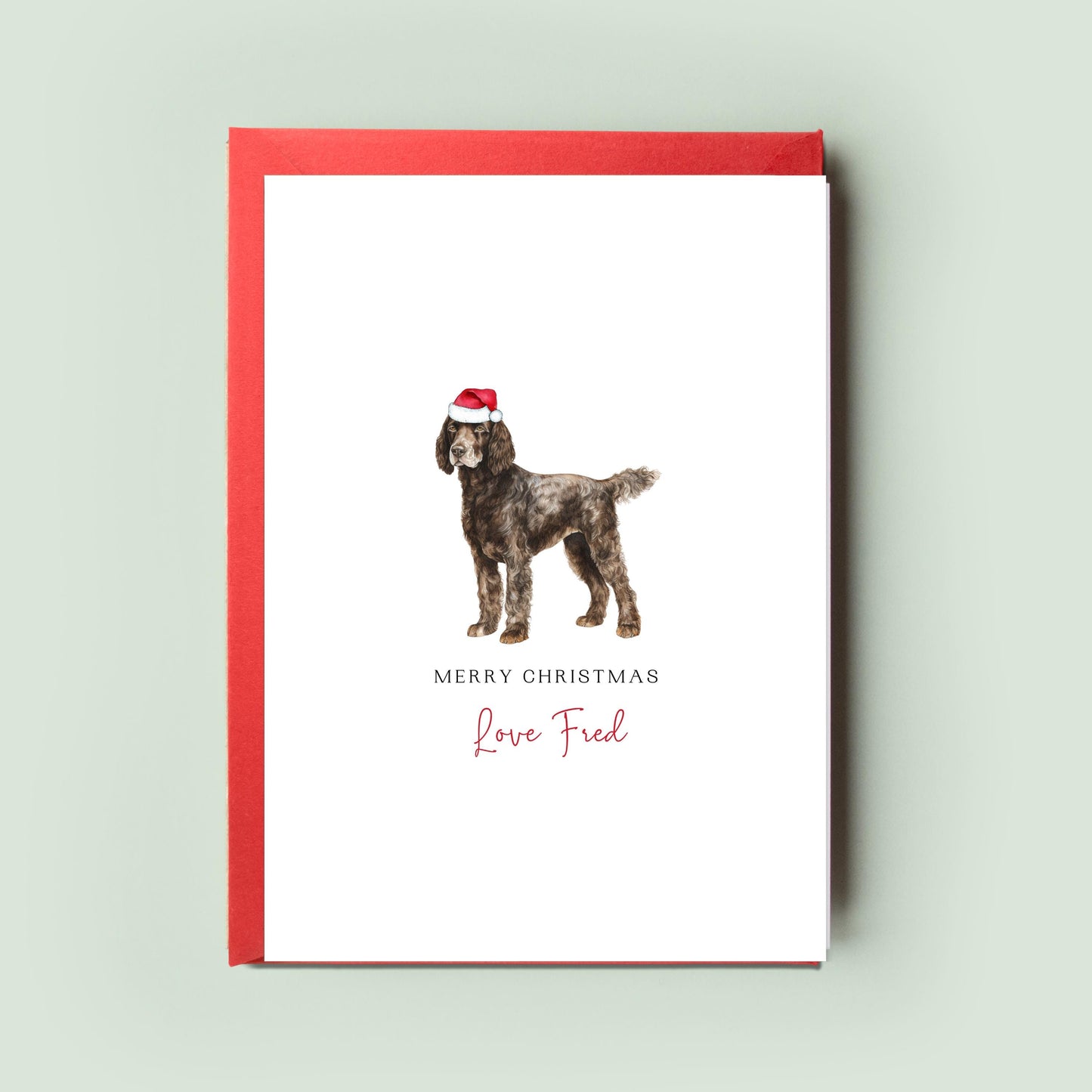 Water Spaniel Personalised Dog Christmas Card, For the Dog, From the Dog, Pet Christmas Card, Dog Card, Dog Dad, Dog Mum, Merry Woofmas