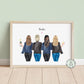 Customised print featuring best friends with personalised clothing, hair, and skin tones. The design shows the besties standing side by side on a white background. The print is an ideal gift for best friends or squad goals.