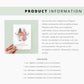 Product information graphic featuring text on the right details the print’s paper quality (270gsm white card stock), size options (A1 to A5), and environmental commitment.