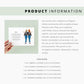 Product information graphic featuring text on the right details the print’s paper quality (270gsm white card stock), size options (A1 to A5), and environmental commitment.