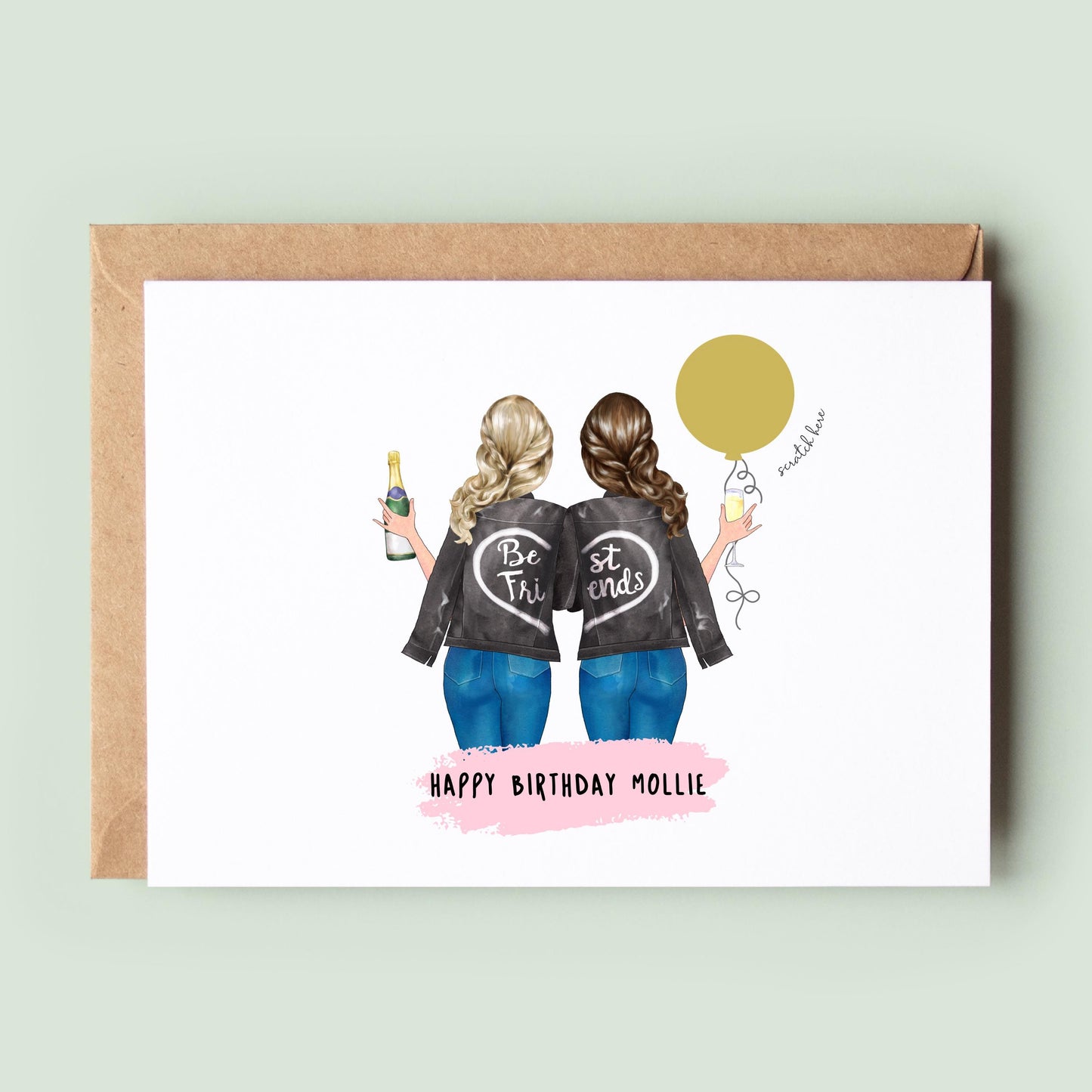 Personalised Best Friend Birthday Scratch Card Gift for Mum, Sister, Best Friend or Auntie