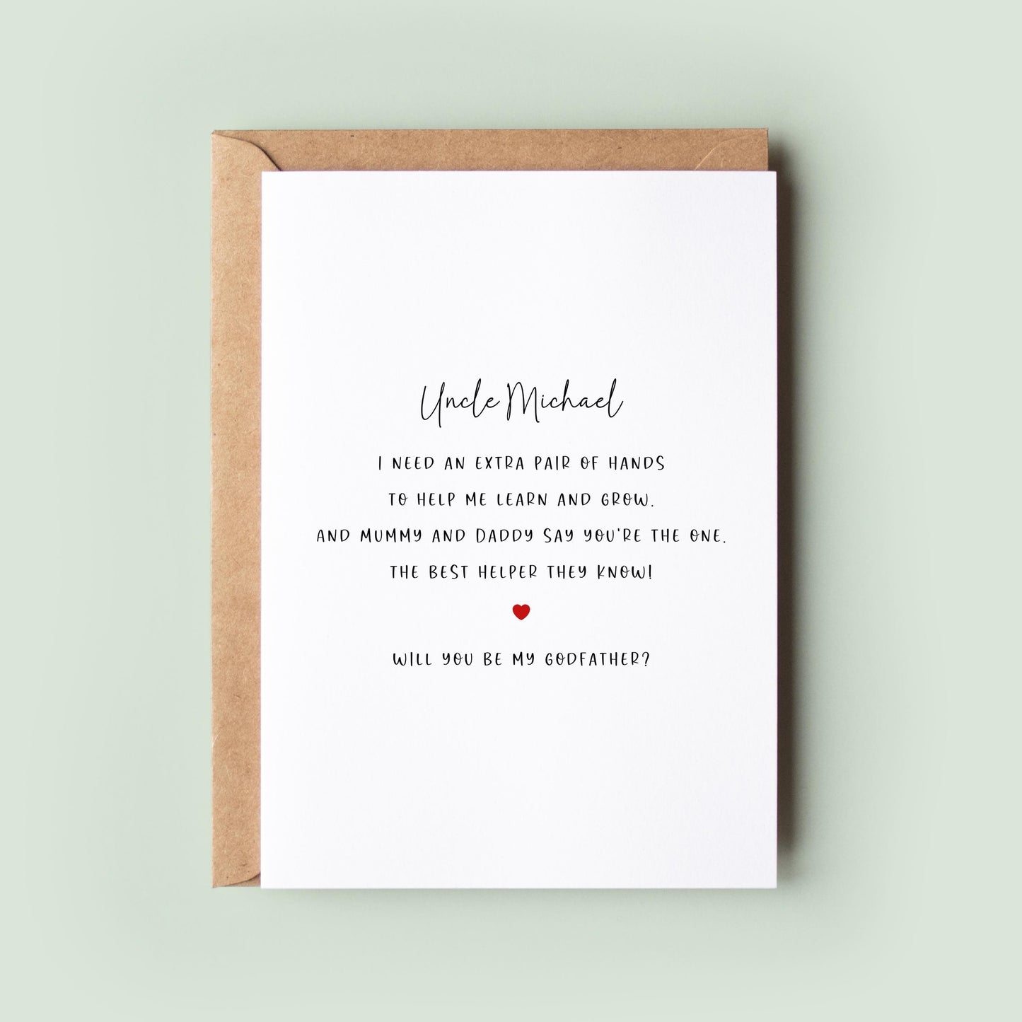 Personalised Godfather Proposal Card with Kraft Envelope