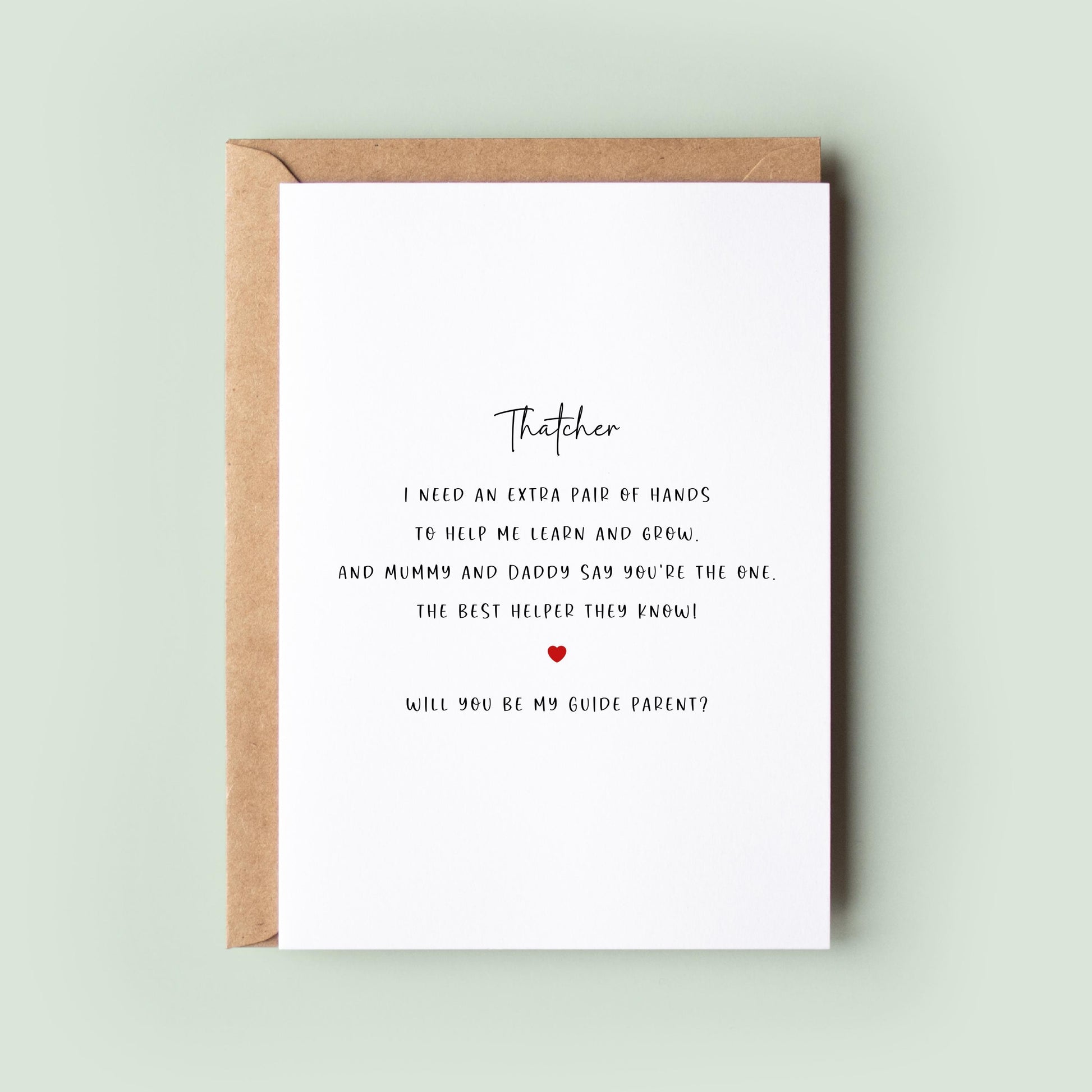 Personalised Guide Parents Proposal Card with Kraft Envelope