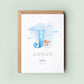 Personalised Baptism Card for Boys with Blue Initial