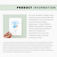 Product information graphic featuring a Baptism and Christening card. The card is printed on 300gsm white card stock and comes with a recycled Kraft envelope. The card measures 5x7 inches.