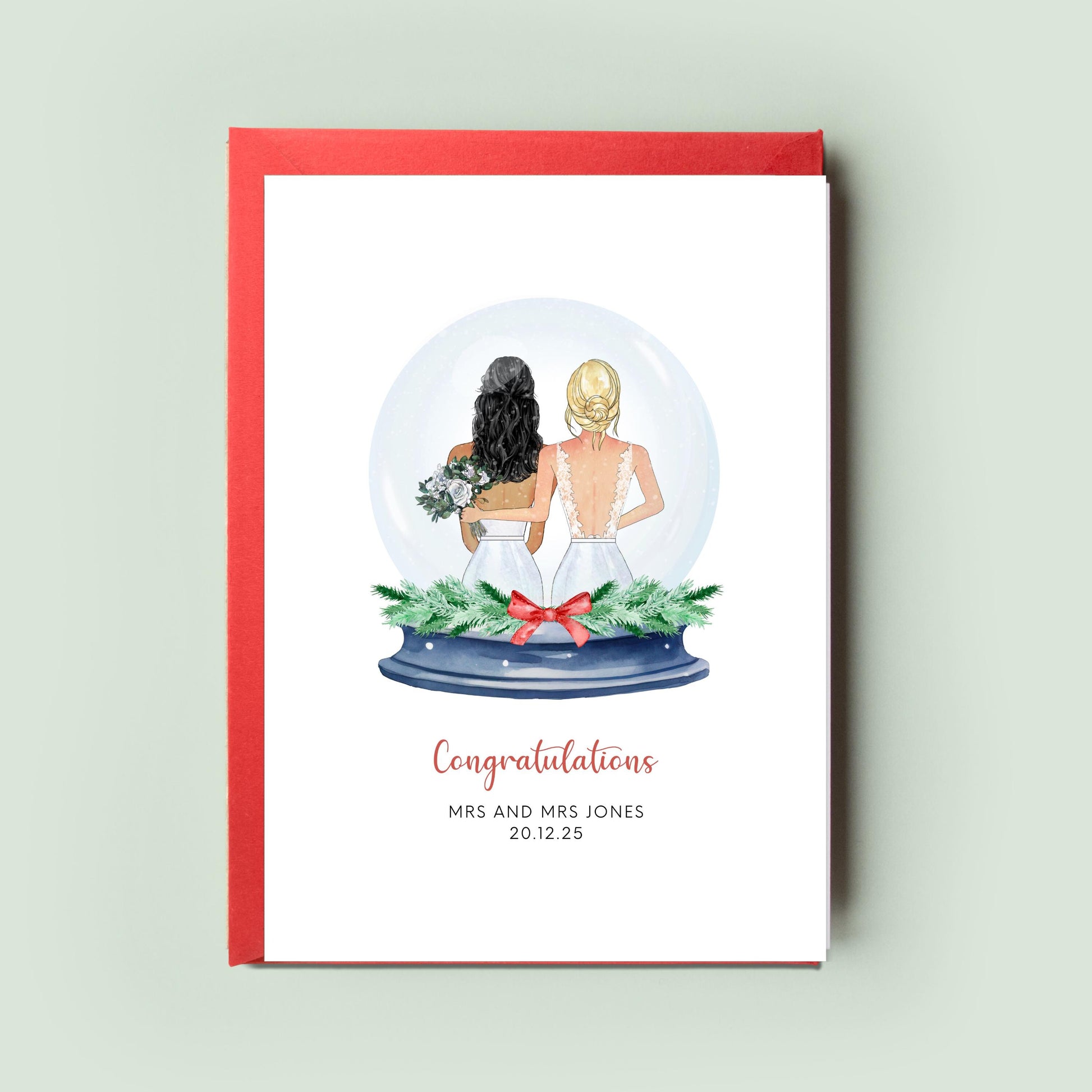 Personalised festive wedding gift card for newlyweds