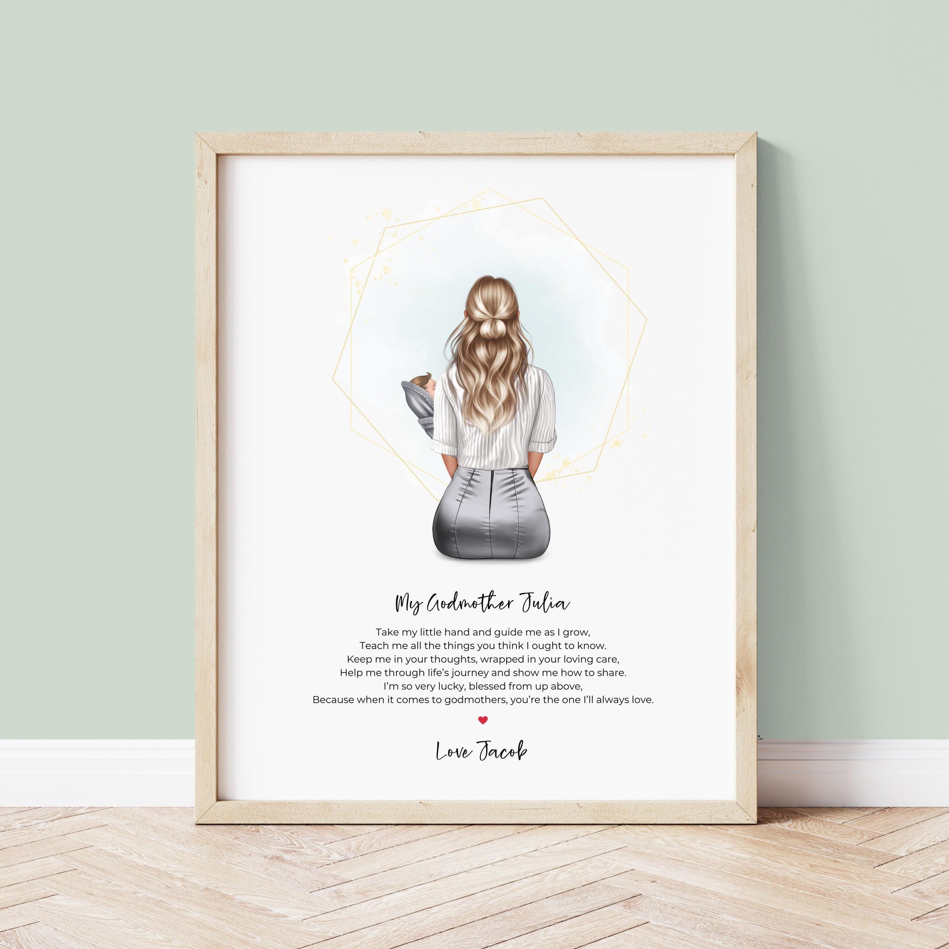 Elegant Baptism or Christening gift for a Godmother from Goddaughter or Godson.