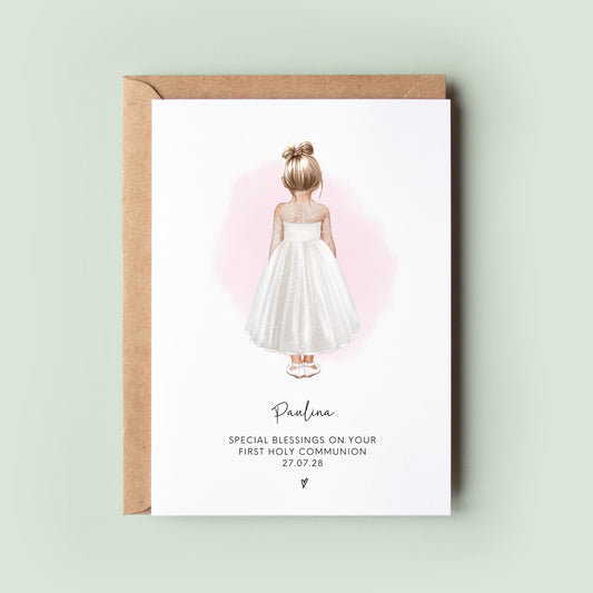 Personalised First Holy Communion Card for Girls